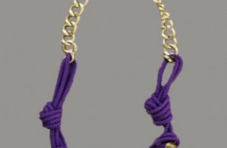 Knotted Gold Stud Necklace - Purple